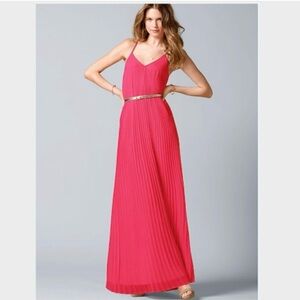 Victoria's Secret Knife Pleated Maxi Dress Neon Pink Size Medium